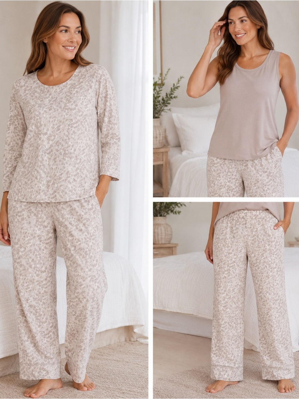 Carole Hochman 3 Pc Cotton Pajama Set NWT Size Small Soft Lounge Sleepwear